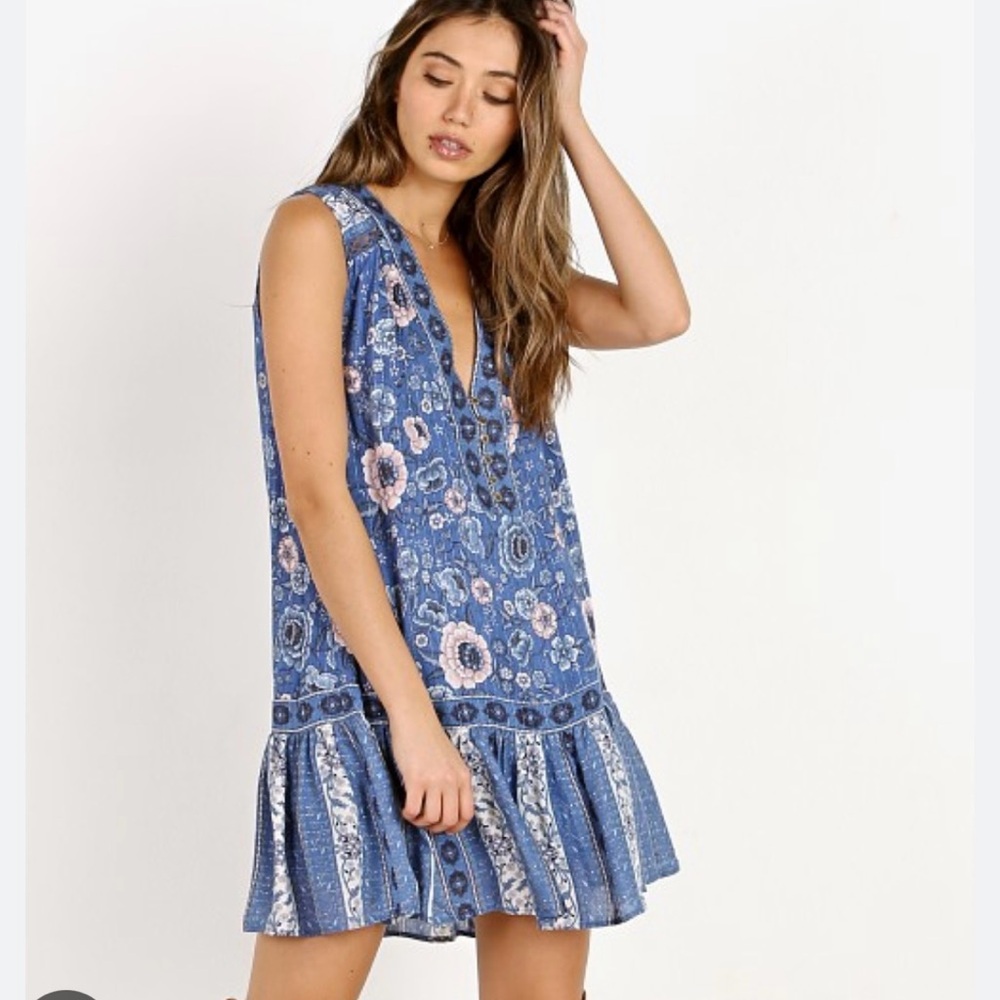 Spell Blue Ruffled Tiered Sundress